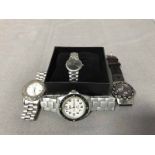LOT OF COSTUME JEWELLERY AND WATCHES including boxed Alain Frederic and Slazenger examples