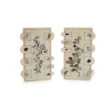 TWO EARLY 20TH CENTURY JAPANESE IVORY SHIBAYAMA WHIST COUNTERS each inlaid with eight insects in
