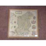 'A MAPP OF THE KINGDOME OF IRELAND' by Ric Blome, later hand coloured, framed and under glass,