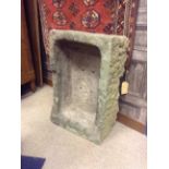 19TH CENTURY STONE OBLONG TROUGH 46cm wide,