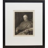 BRITISH SCHOOL, PORTRAIT OF CARDINAL etching, signed indistinctly top left 24cm x 19cm Mounted,