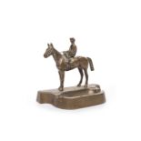 TWO VINTAGE CHROME CAR MASCOTS depicting racehorses with jockey's up, one by Louis Lejeune Ltd.