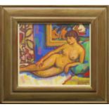 * JOAN GILLESPIE, NUDE POSING oil on board,