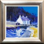 *JOHN LOWRIE MORRISON OBE (JOLOMO), LOCK 11 CRINAN CANAL oil on canvas board,