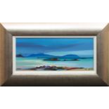 * PAM CARTER, EIGG FROM ARDNAMURCHAN oil on canvas, signed; titled on printed label verso 20.