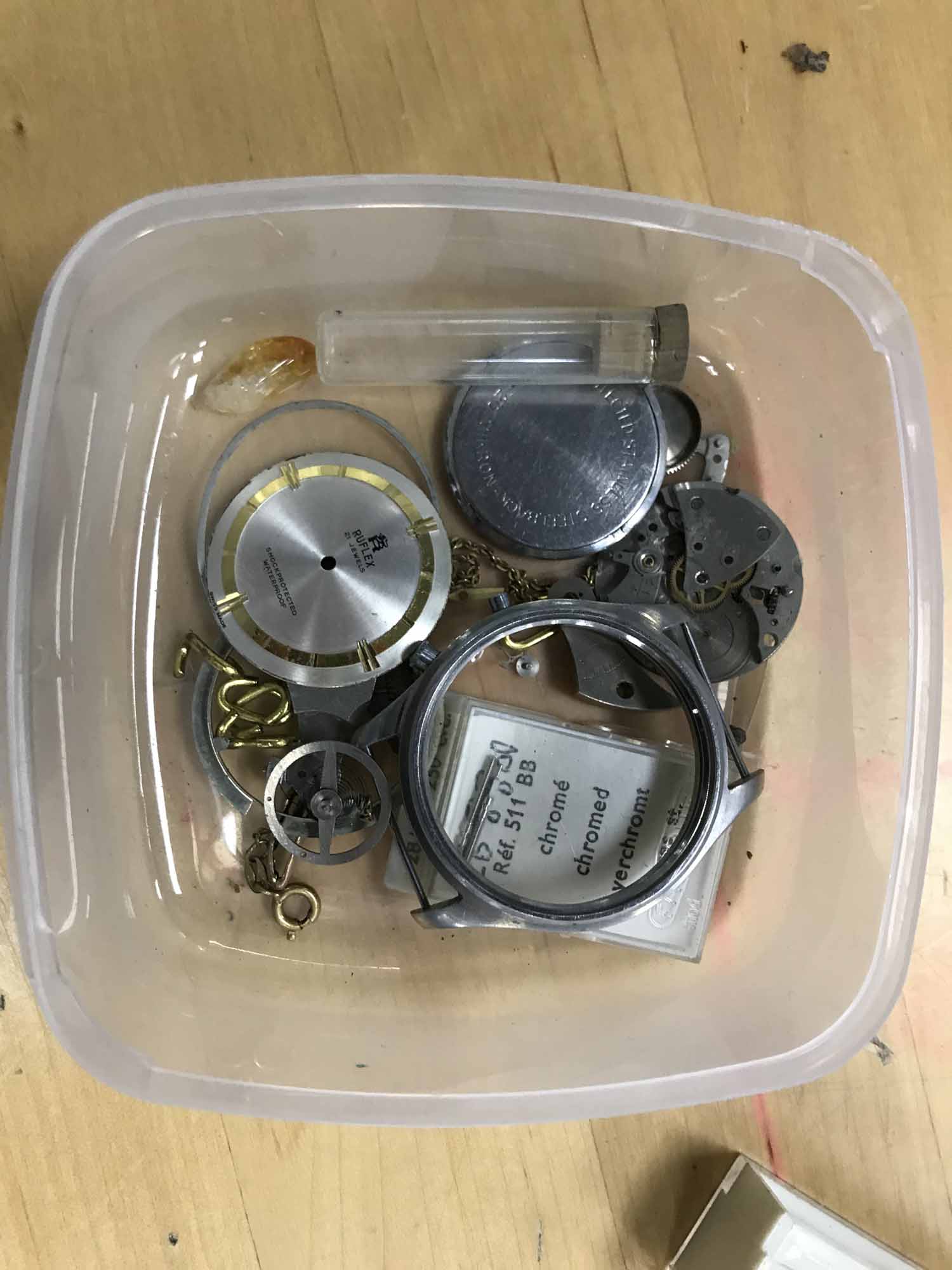 GROUP OF WATCH REPAIR TOOLS along with watch parts