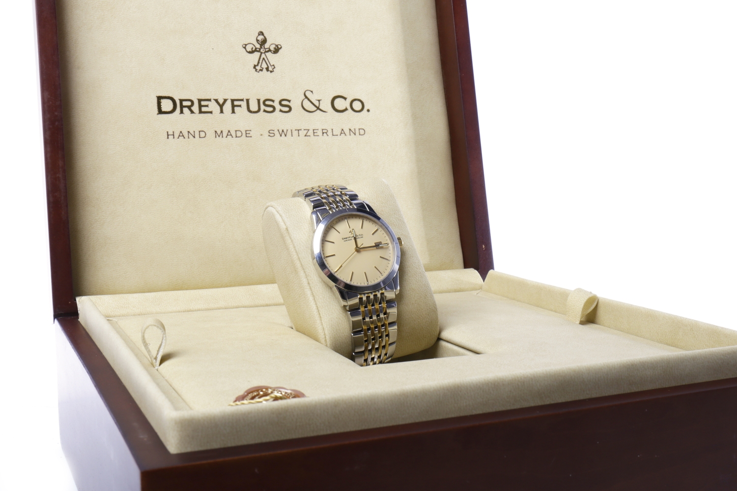 GENTLEMAN'S DREYFUSS & CO STAINLESS STEEL BI COLOUR AUTOMATIC WRIST WATCH originally purchased