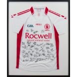 AUTOGRAPHED TYRONE GAA GAELIC FOOTBALL SHIRT signed by players and staff including Niall Gormley,