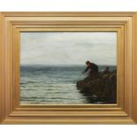 JOSEPH HENDERSON RSW (SCOTTISH 1832 - 1908), BOY FISHING oil on canvas,