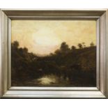 WILLIAM GLOVER (SCOTTISH 1835 - 1916), SUNSET oil on board, signed 44.