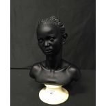 PLASTER BUST OF A FEMALE along with two African wooden bookends