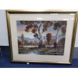 H BURNS, AUSTRALIAN LANDSCAPE oil on canvas board, signed Mounted,