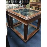 TWO SQUARE GLASS TOP LAMP TABLES