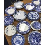 LARGE LOT OF VICTORIAN BLUE AND WHITE PLATES