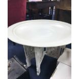 WHITE PAINTED BRASS FOLDING TABLE