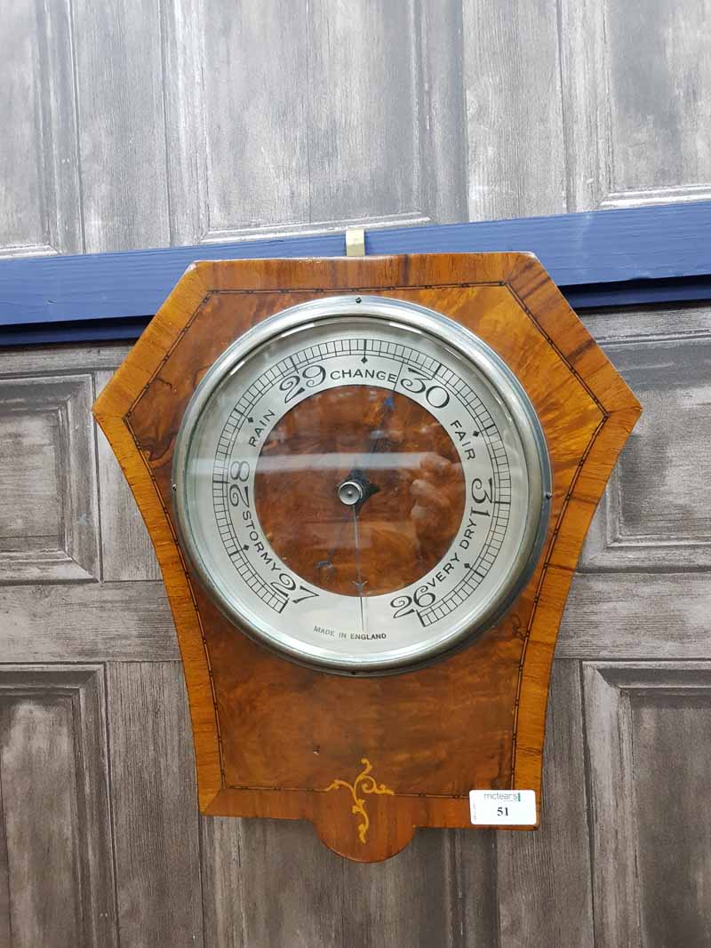 ART DECO WALNUT WALL-MOUNTING BAROMETER