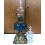 GILTMETAL AND GLASS PARAFFIN LAMP along with a glug jug