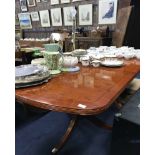 MAHOGANY REPRODUCTION DOUBLE PILLARED DINING TABLE