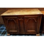 FRENCH OAK BACKLESS DRESSER OF 18TH CENTURY DESIGN the short central frieze drawer flanked by two