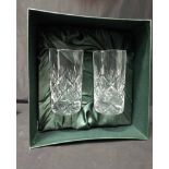 TWO BOXED PAIRS OF CHAMPAGNE FLUTES along with a pair of boxed whisky and brandy tumblers