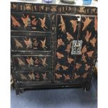 ASIAN LACQUERED CABINET DECORATED WITH BUTTERFLIES