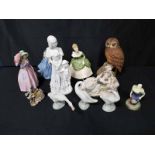 LOT OF CERAMIC FIGURES AND ANIMAL FIGURES including Royal Doulton, Spode, Aynsley,