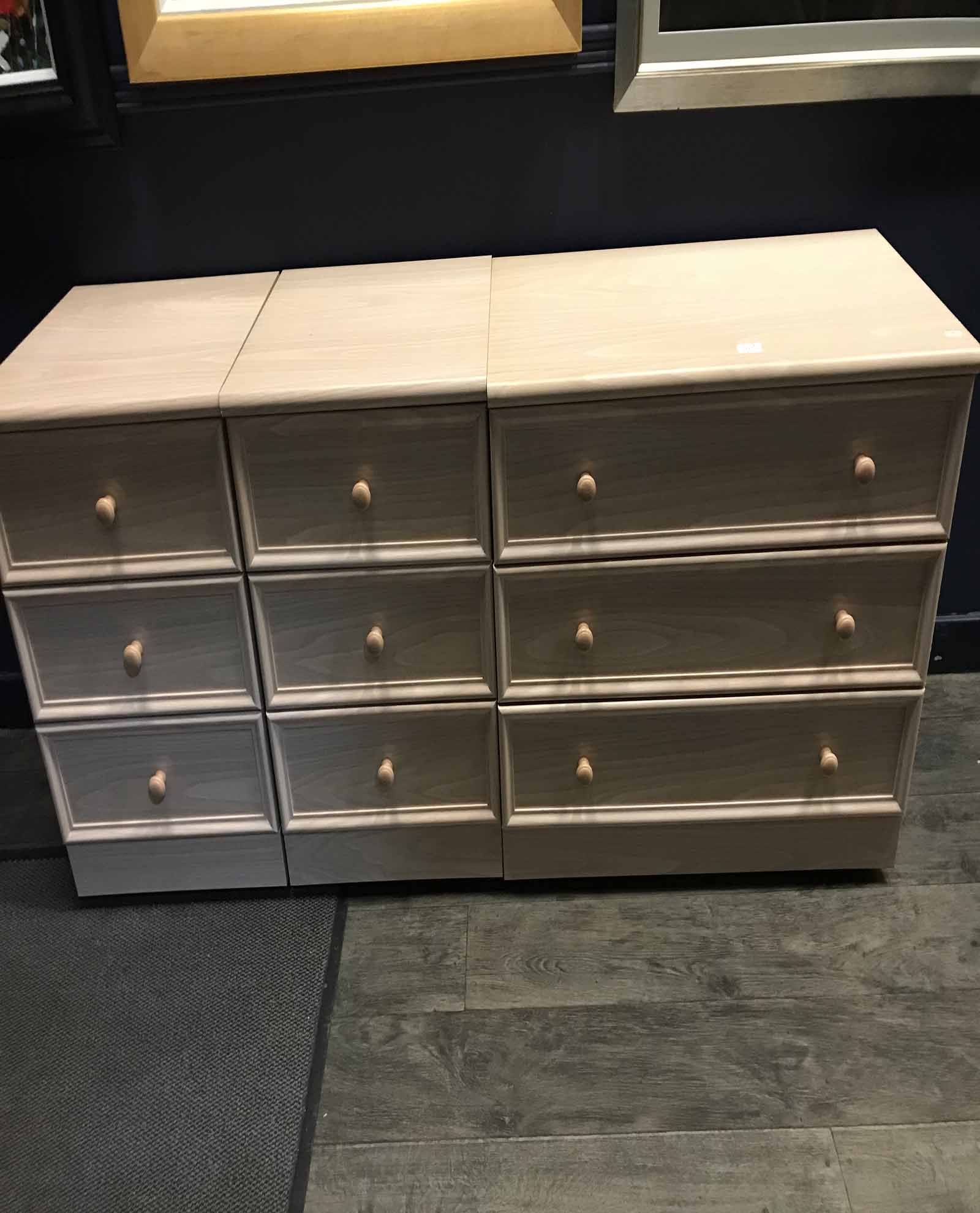 MODERN CHEST OF DRAWERS together with two chests