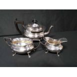 SILVER PLATED THREE PIECE TEA SET