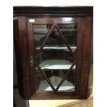 SMALL MAHOGANY CORNER CUPBOARD