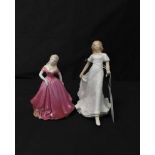 THREE ROYAL DOULTON FIGURES along with three Coalport figures