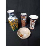 THREE MODERN JAPANESE VASES and a crackleware bowl (4)