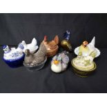 SIX TAPPIT HENS along with two other bird ornaments