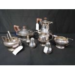 SILVER PLATED ART DECO STYLE TEA SERVICE along with other related silver plated items