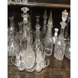 GROUP OF VARIOUS GLASS DECANTERS