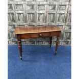 MAHOGANY HALL TABLE WITH SINGLE DRAWER along with small mahogany framed chair