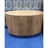 MODERN HARDWOOD OVAL SIDEBOARD