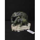 CARVED SOAPSTONE FIGURE OF ELEPHANTS