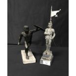 METAL WARRIOR FIGURE and another of a knight