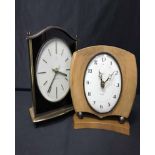 THREE MANTLE CLOCKS together with a jasperware style clock case