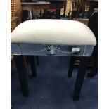 MODERN MIRRORED AND UPHOLSTERED DRESSING STOOL