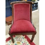 19TH CENTURY FRENCH MAHOGANY SINGLE CHAIR the bowed back with reeded top rail and duck head