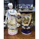 LOT OF PORCELAIN ITEMS including biscuit barrel, figure,