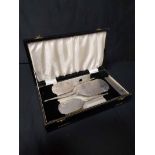 SILVER MOUNTED BRUSH SET IN FITTED BOX