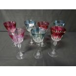 GROUP OF COLOURED CRYSTAL GLASSES (7)