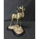 LARGE BRASS FIGURE OF A STAG along with other animal and bird figures