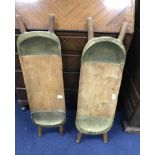 TWO NATIVE WOOD AND BRASS MOUNTED DOUGH BOWLS