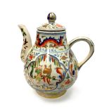 LARGE CHINESE WINE EWER OR POT WITH COVER with bird, dragon and figure design,