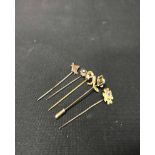 LOT OF GOLD AND ANTIQUE STICK PINS (5)