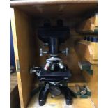 COOKE TROUGHTON & SIMS BINOCULAR MICROSCOPE along with another cased microscope