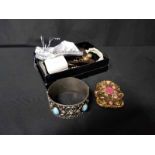 GOOD LOT OF COSTUME JEWELLERY including pair of Victorian gilt and enamelled drop,